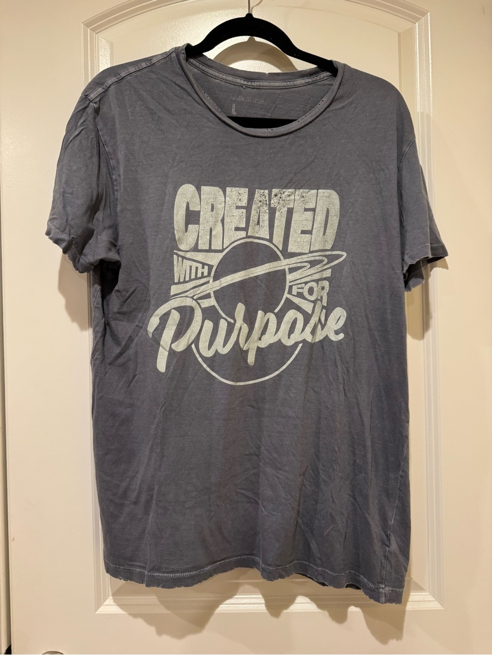 100% Cotton Walk in Love Graphic 'Created for Purpose' Tee - Slate Blue